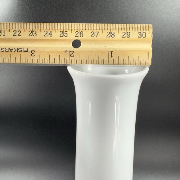 Vintage 1960s German Fine Porcelain White Ribbed Vase Vessel Minimalist Decor - Picture 3 of 9